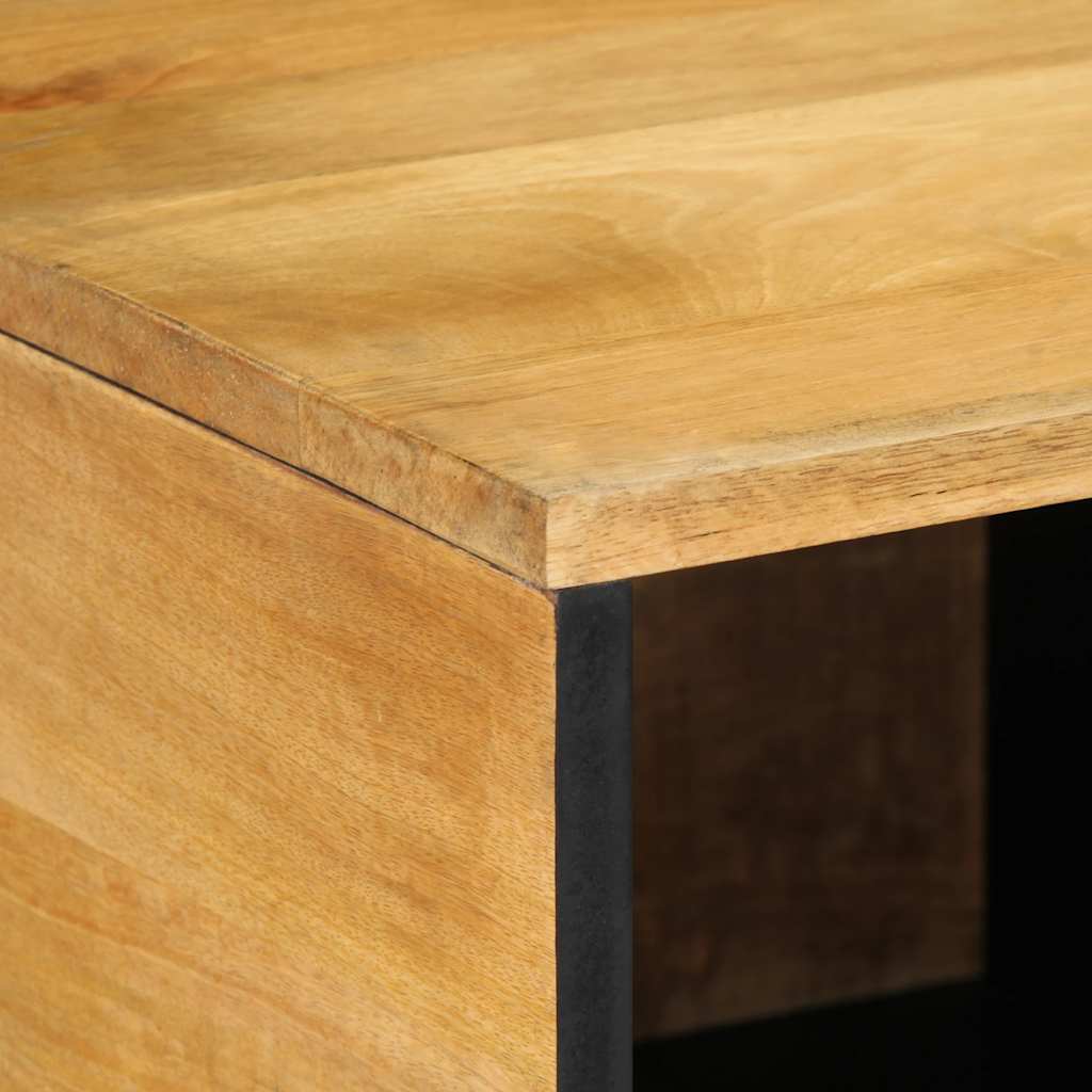 Table Basse Industrielle en Bois Massif avec Rangement-La-Fabrique-Industrielle