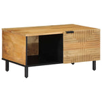 Table Basse Industrielle en Bois Massif avec Rangement-La-Fabrique-Industrielle