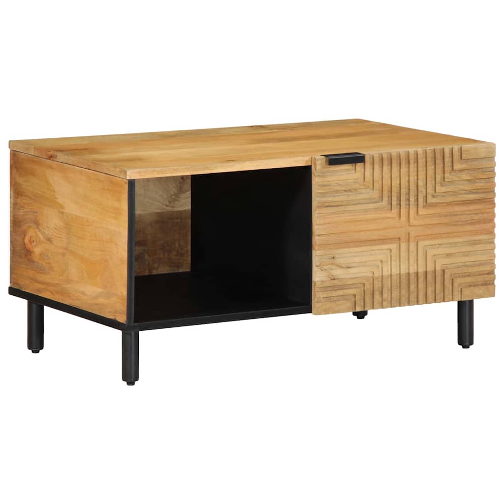 Table Basse Industrielle en Bois Massif avec Rangement-La-Fabrique-Industrielle
