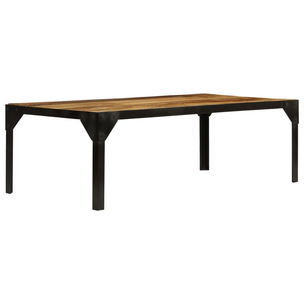Table Basse Industrielle en Bois Massif et Métal Noir-La-Fabrique-Industrielle