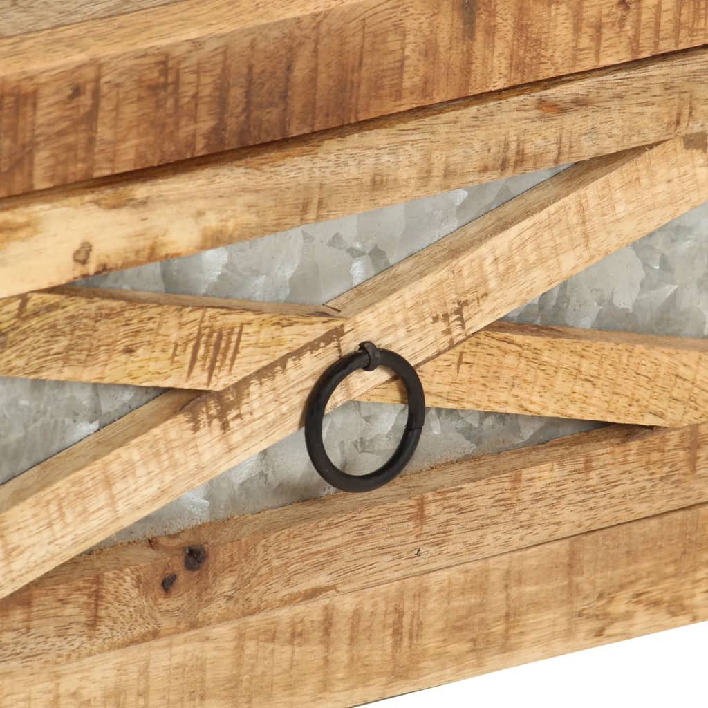 Table Basse Industrielle en Bois de Manguier avec Roulettes-La-Fabrique-Industrielle
