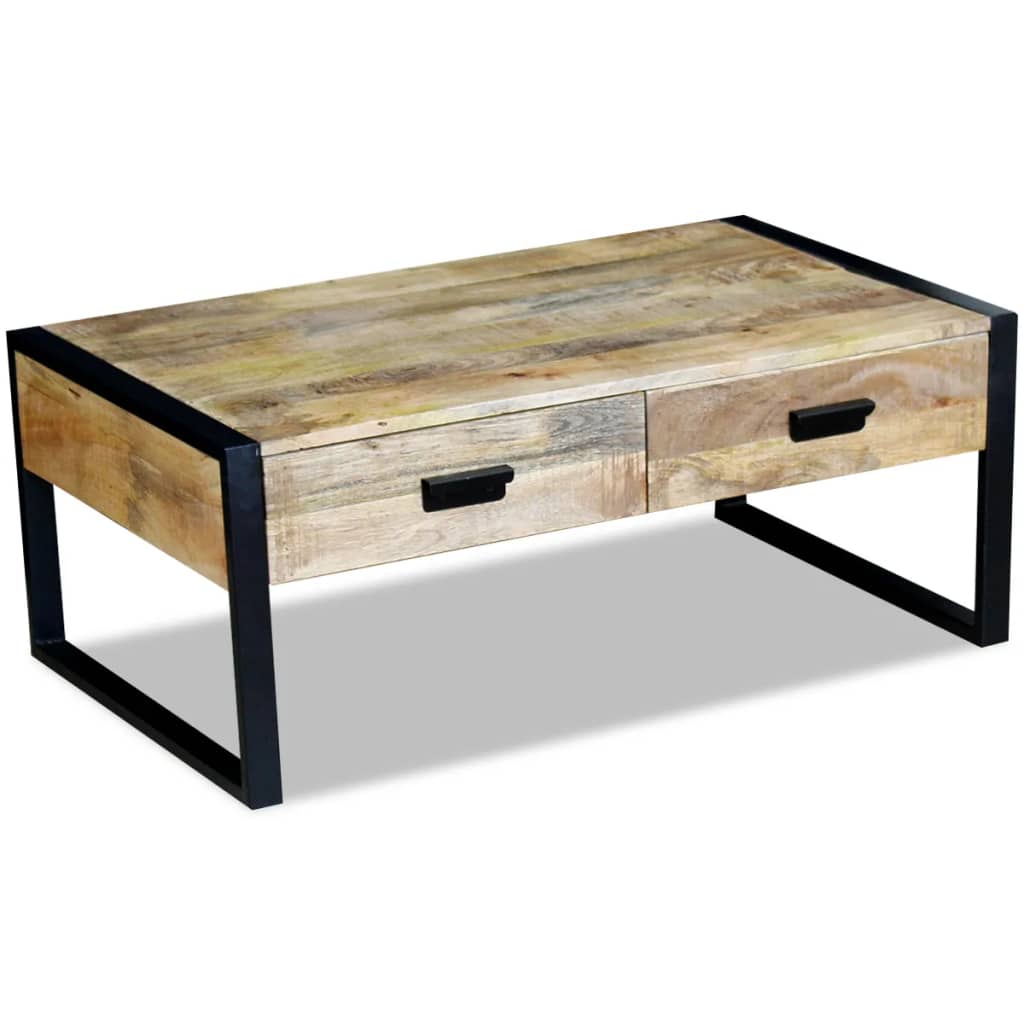 Table Basse Industrielle en Bois de Manguier avec Tiroirs-60 cm-1-La-Fabrique-Industrielle
