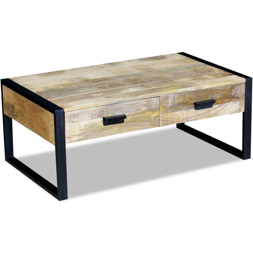 Table Basse Industrielle en Bois de Manguier avec Tiroirs-La-Fabrique-Industrielle