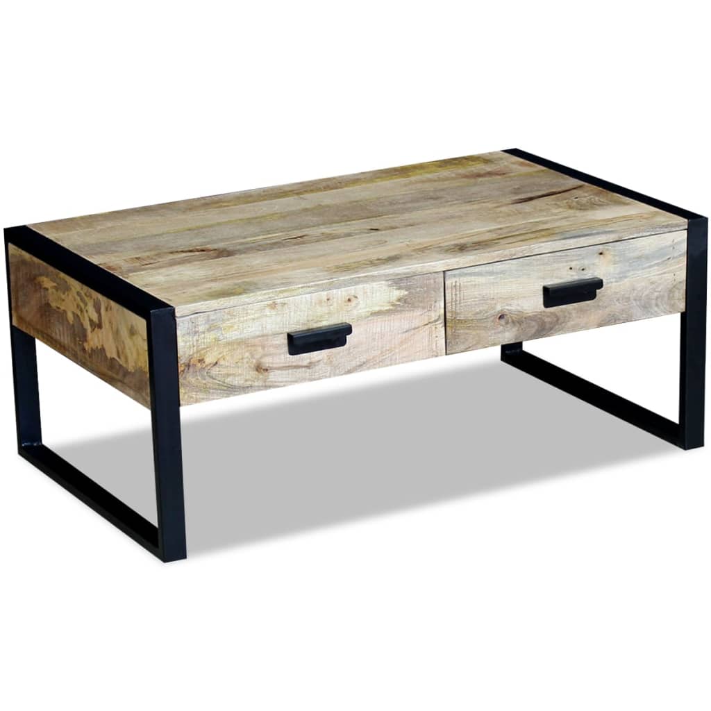 Table Basse Industrielle en Bois de Manguier avec Tiroirs-La-Fabrique-Industrielle