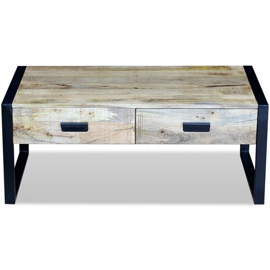 Table Basse Industrielle en Bois de Manguier avec Tiroirs-La-Fabrique-Industrielle