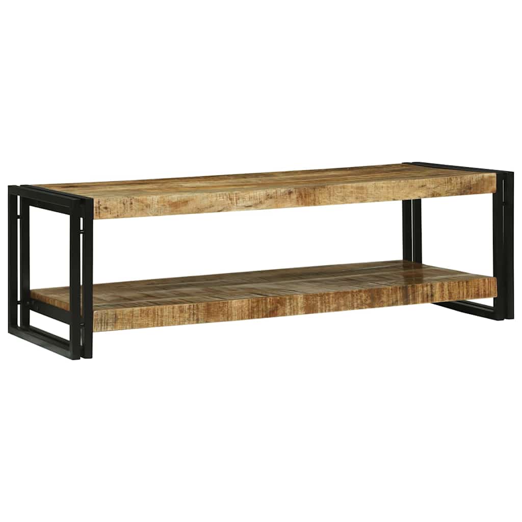 Table Basse Industrielle en Métal et Bois de Manguier-Bois de manguier brut massif-La-Fabrique-Industrielle