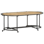 Table Basse Ovale en Bois et Métal Massif-Bois de manguier brut massif-1-La-Fabrique-Industrielle