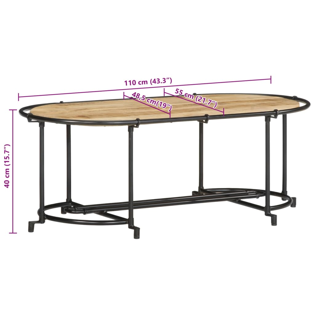 Table Basse Ovale en Bois et Métal Massif-La-Fabrique-Industrielle
