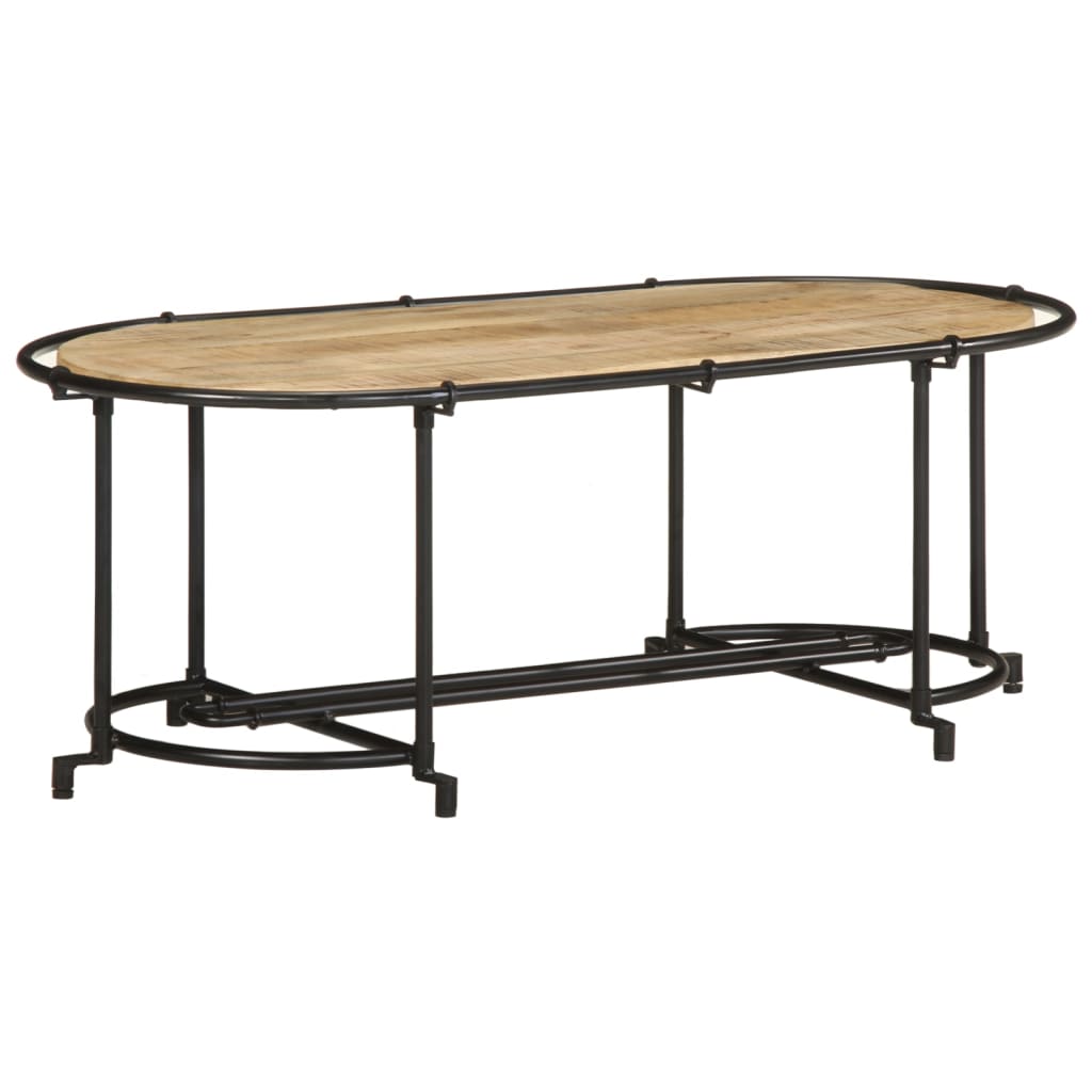 Table Basse Ovale en Bois et Métal Massif-La-Fabrique-Industrielle