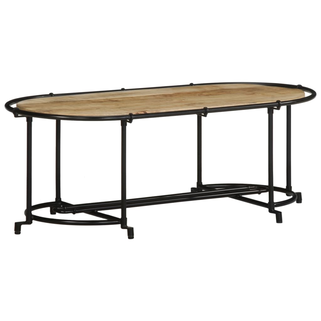 Table Basse Ovale en Bois et Métal Massif-La-Fabrique-Industrielle