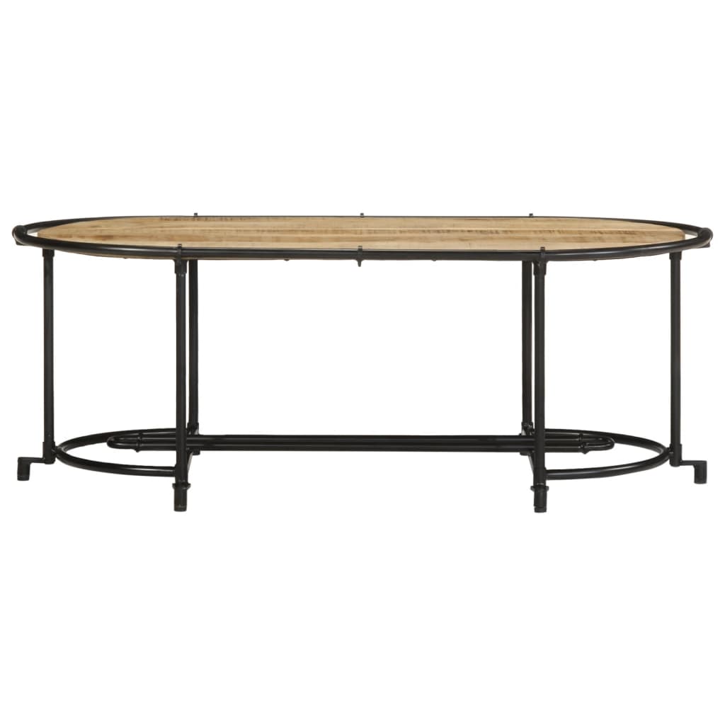 Table Basse Ovale en Bois et Métal Massif-La-Fabrique-Industrielle
