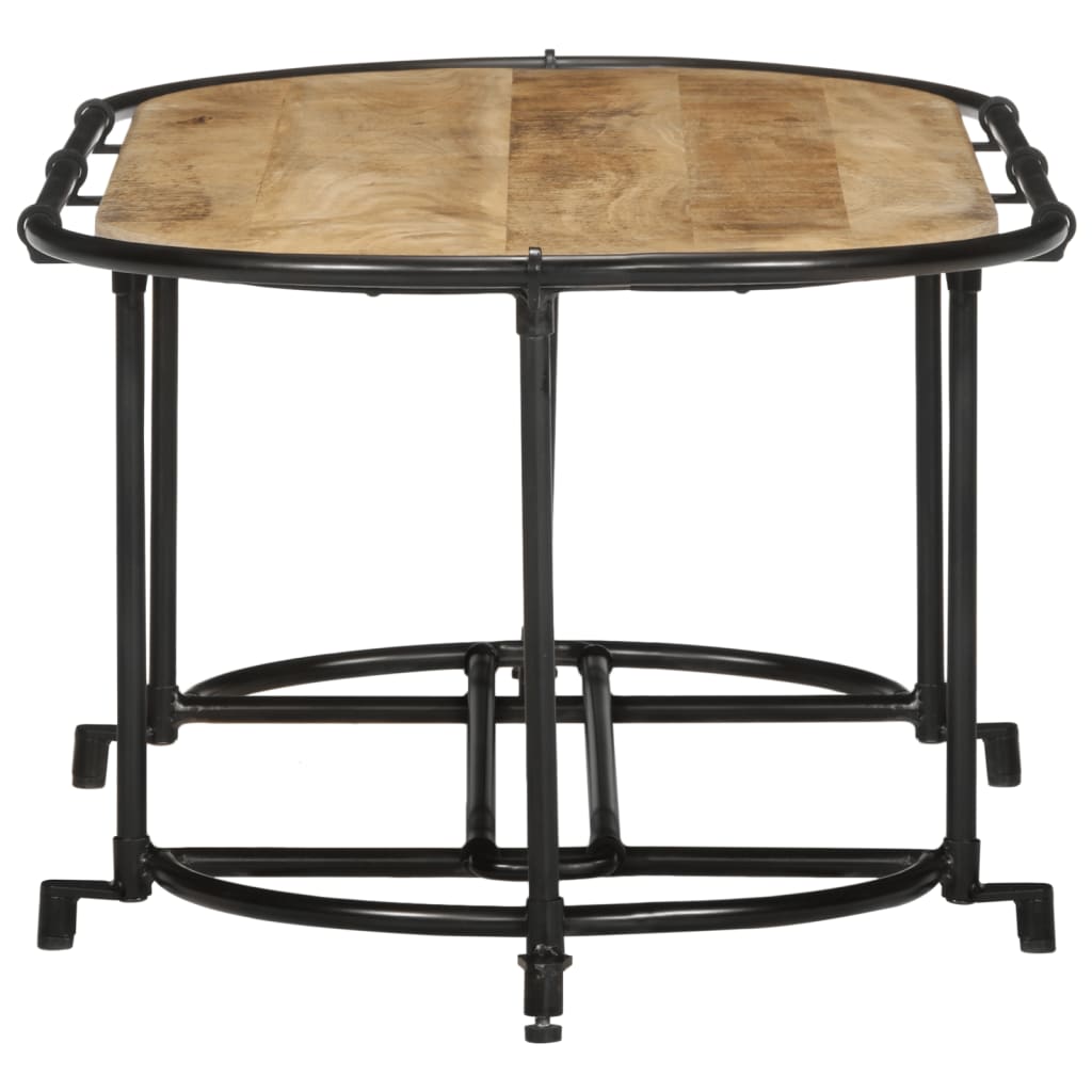 Table Basse Ovale en Bois et Métal Massif-La-Fabrique-Industrielle