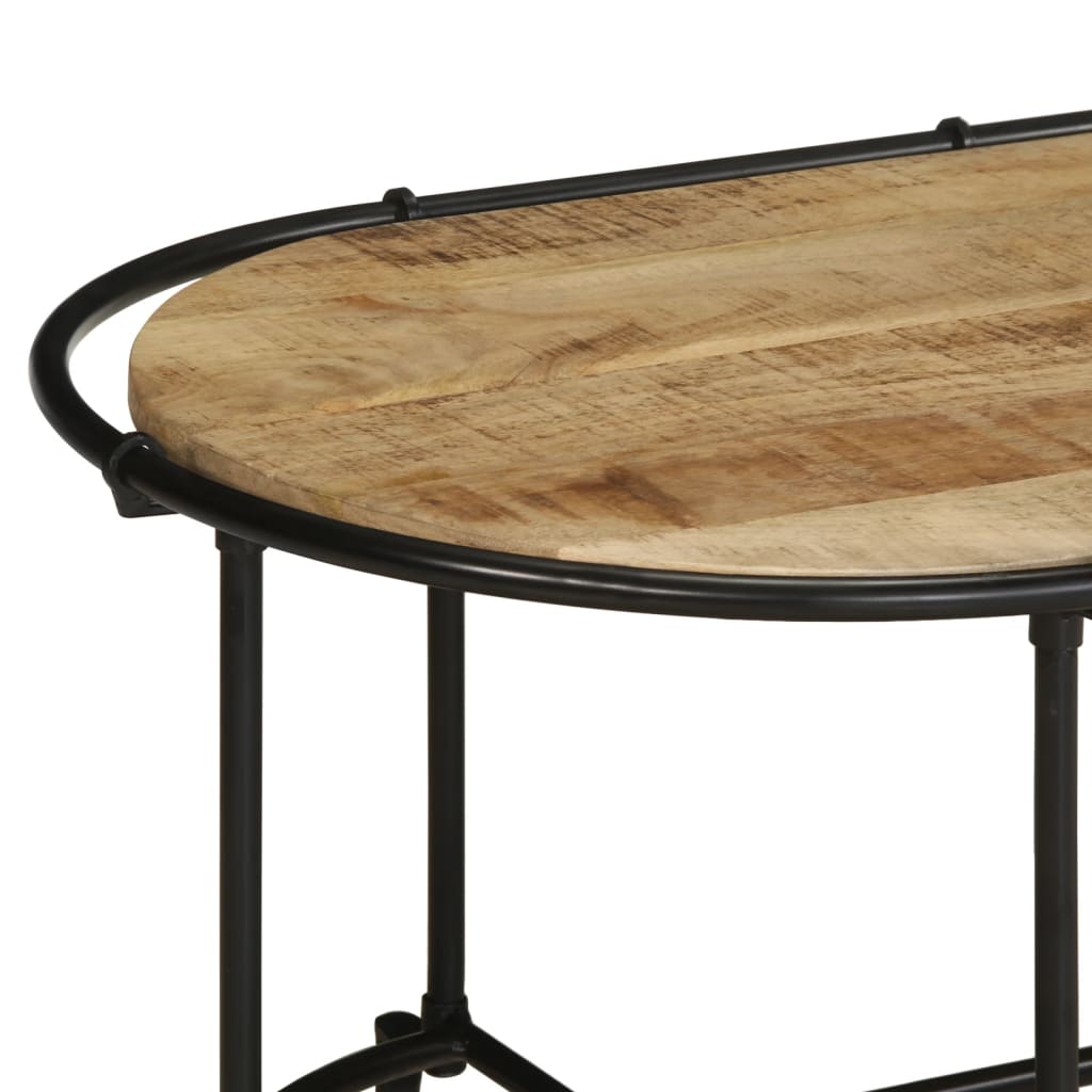 Table Basse Ovale en Bois et Métal Massif-La-Fabrique-Industrielle