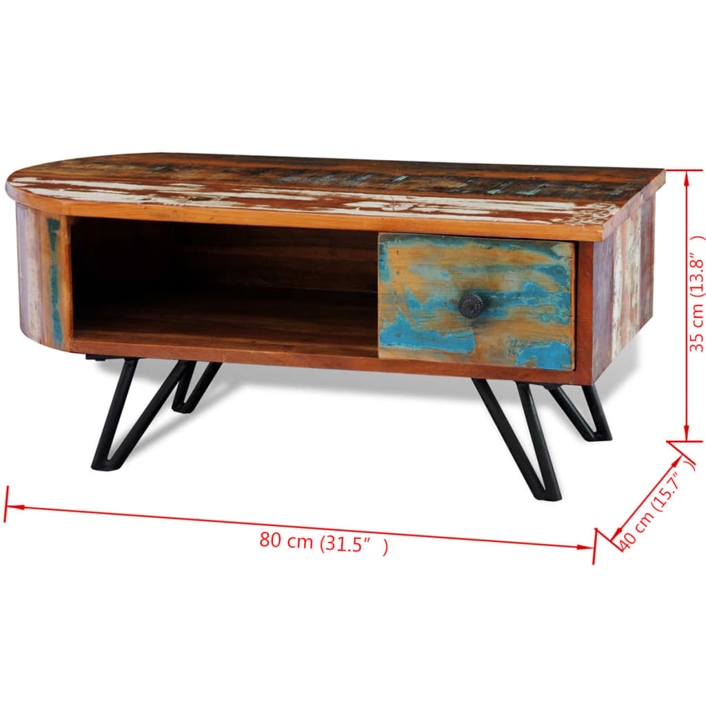 Table Basse Ovale en Bois et Métal Recyclé-La-Fabrique-Industrielle