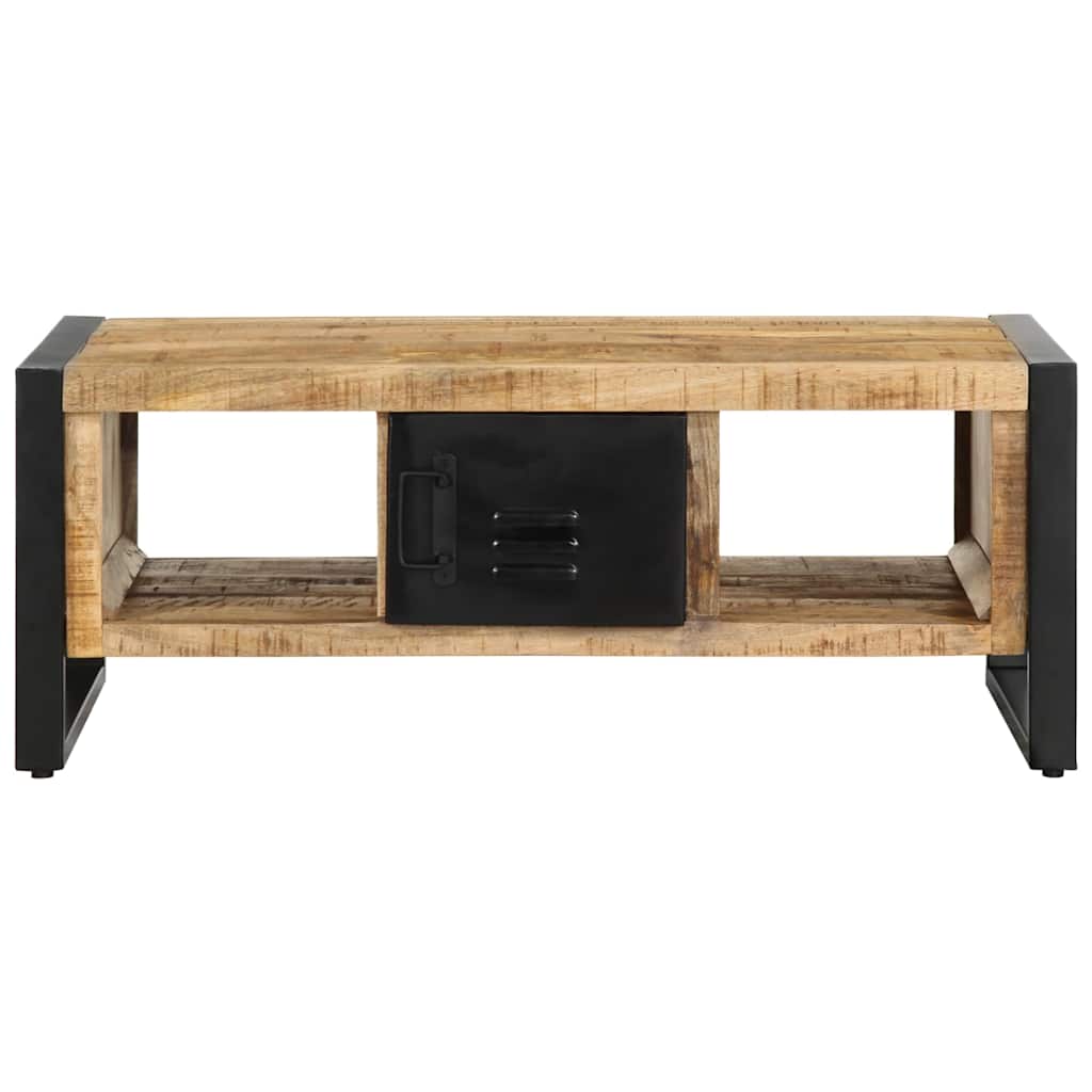 Table Basse Rectangle en Bois de Manguier et Métal-La-Fabrique-Industrielle