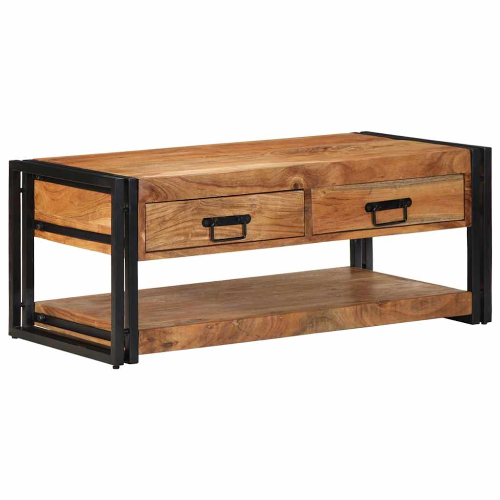 Table Basse Rectangulaire en Fer Forgé et Bois de Manguier-Bois d'acacia massif-1-La-Fabrique-Industrielle