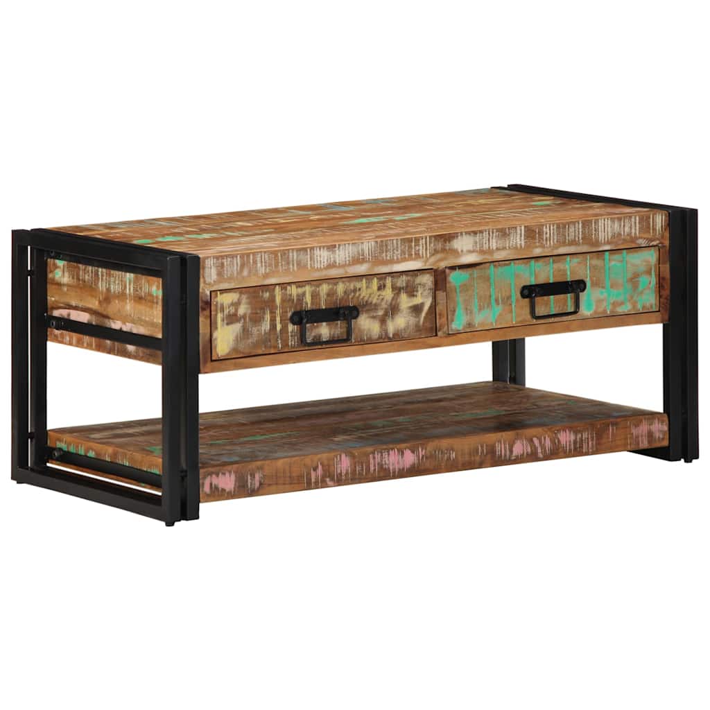 Table Basse Rectangulaire en Fer Forgé et Bois de Manguier-bois de récupération massif-1-La-Fabrique-Industrielle