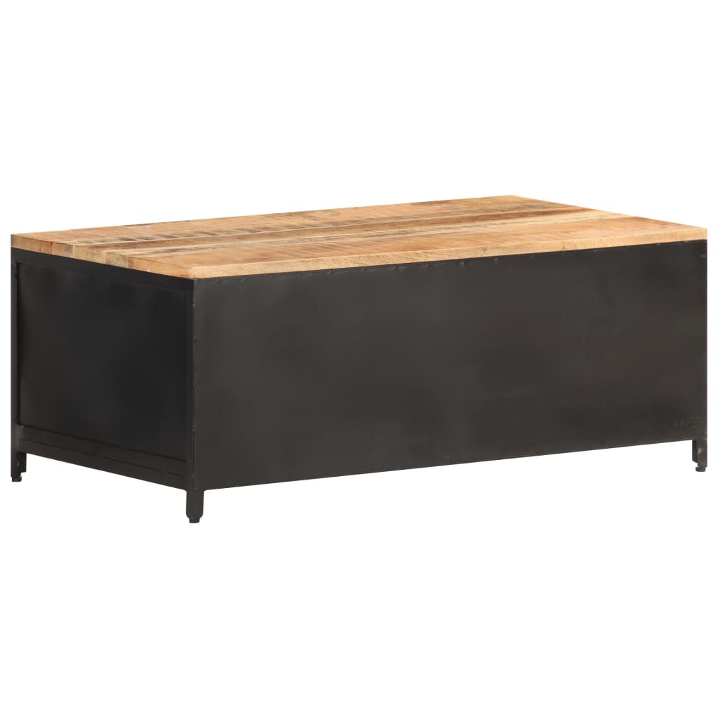 Table Basse Rectangulaire en Métal Noir et Bois de Manguier-La-Fabrique-Industrielle