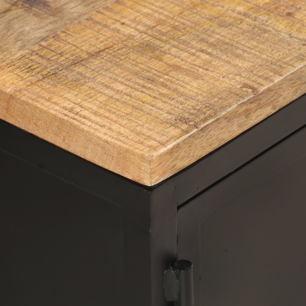 Table Basse Rectangulaire en Métal Noir et Bois de Manguier-La-Fabrique-Industrielle