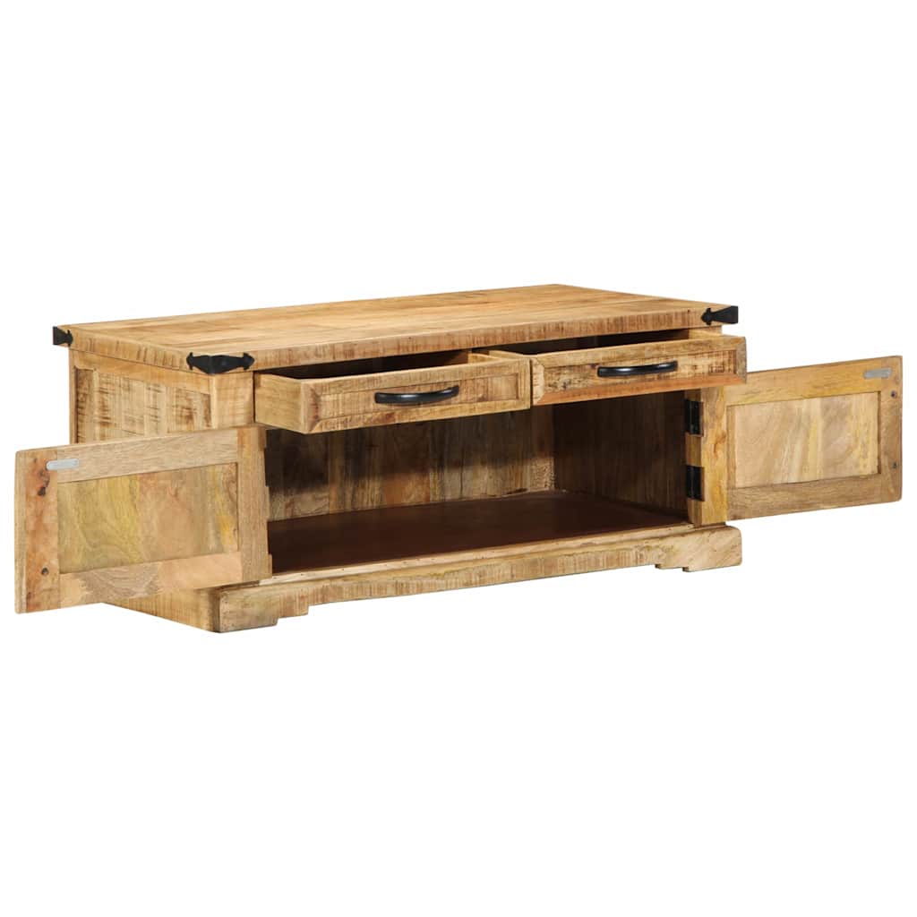 Table Basse Rectangulaire en bois massif et métal noir-La-Fabrique-Industrielle