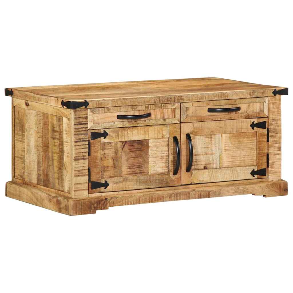 Table Basse Rectangulaire en bois massif et métal noir-La-Fabrique-Industrielle
