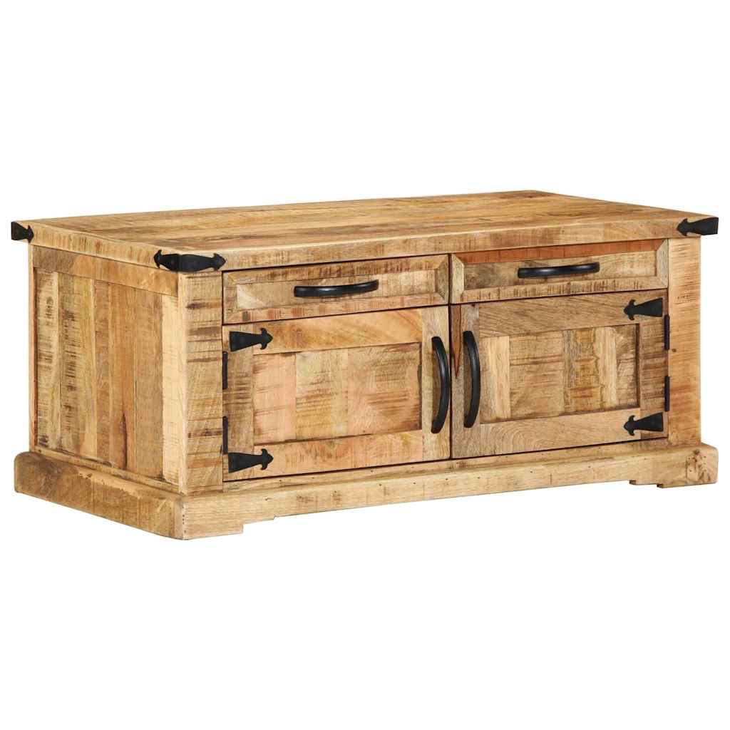 Table Basse Rectangulaire en bois massif et métal noir-La-Fabrique-Industrielle