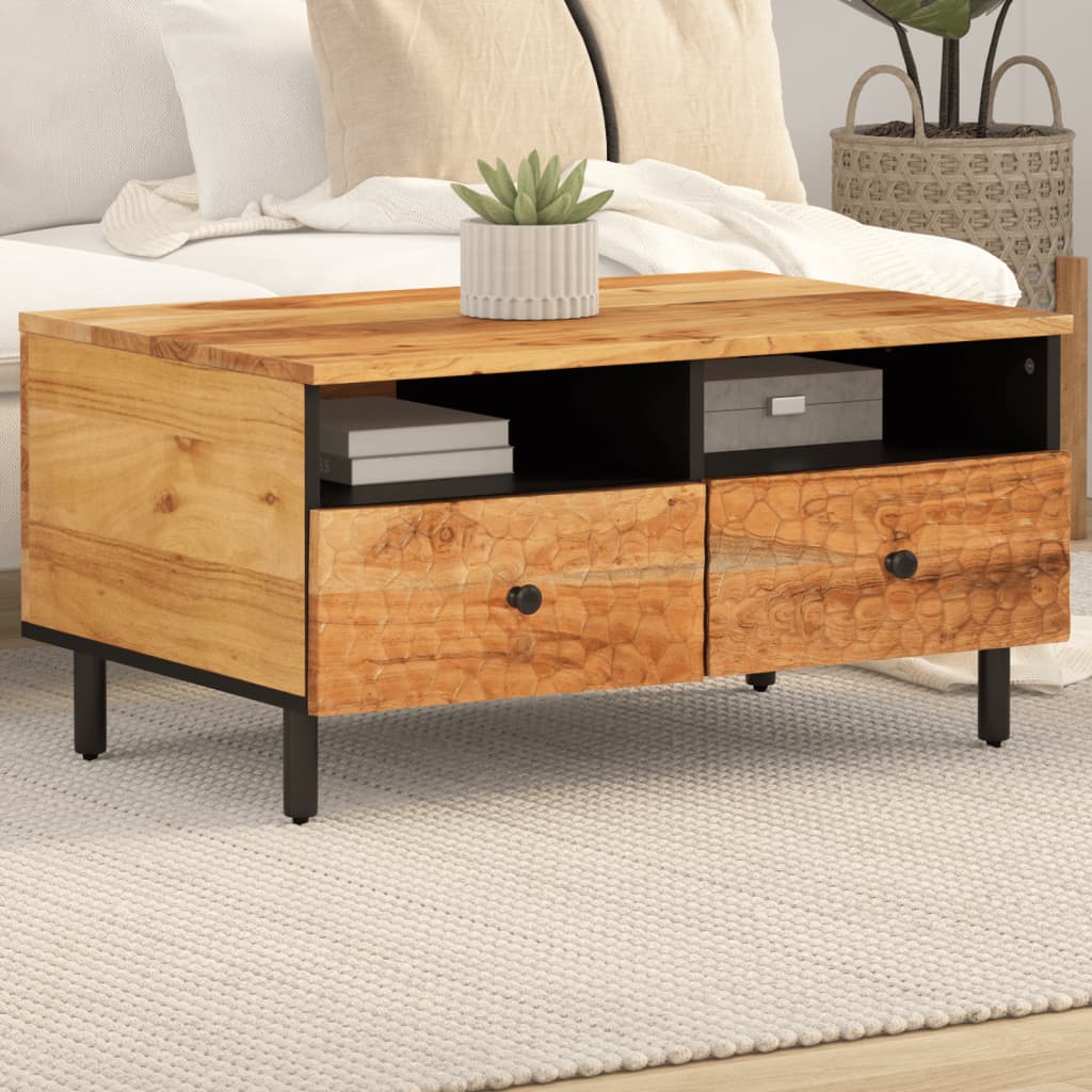 Table Basse en Acacia et Acier Design-Naturel-Bois d'acacia massif-1-La-Fabrique-Industrielle