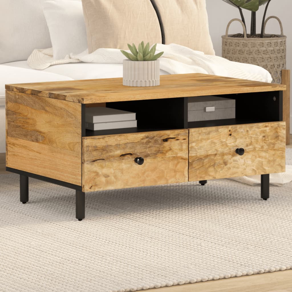 Table Basse en Acacia et Acier Design-Naturel-bois de manguier massif-1-La-Fabrique-Industrielle