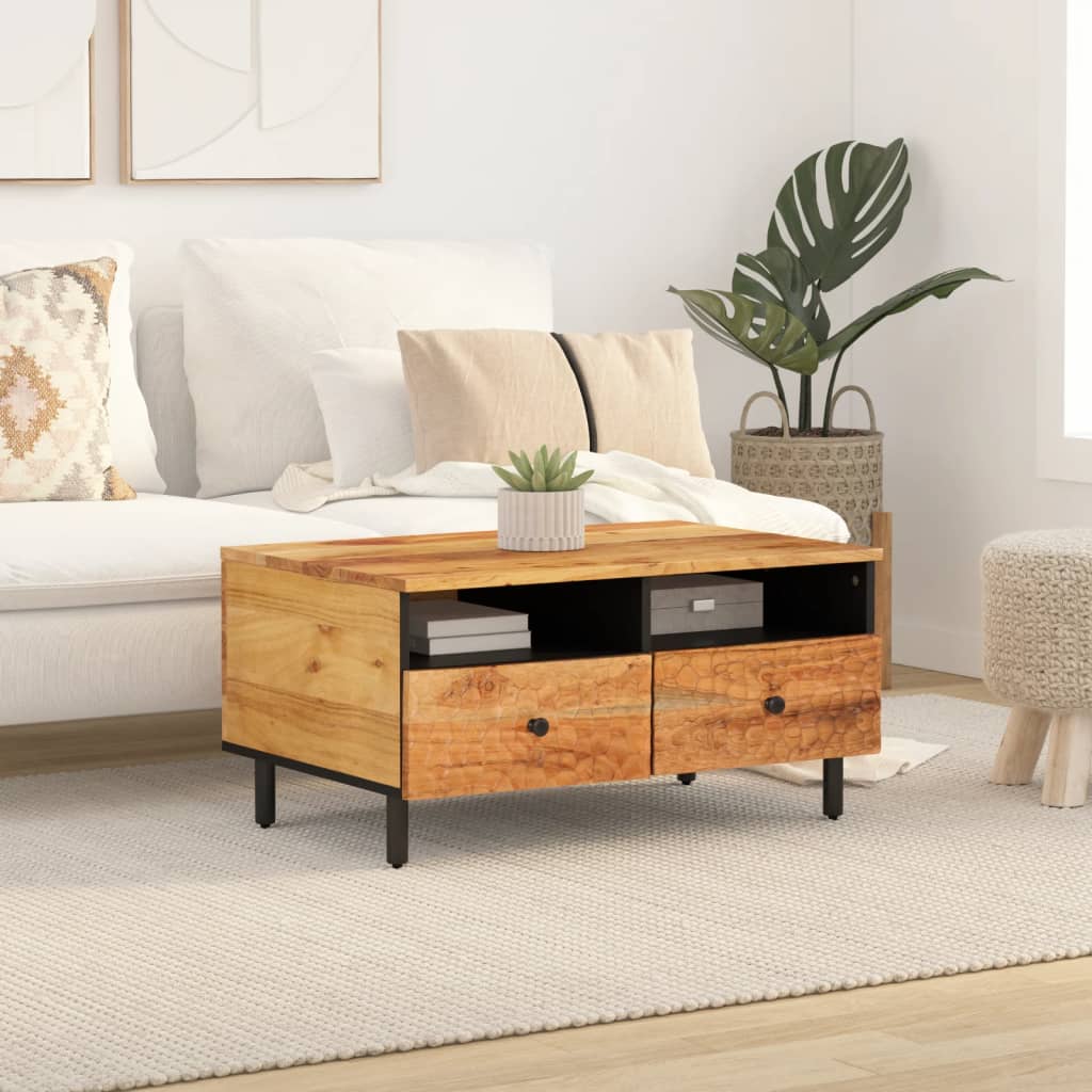 Table Basse en Acacia et Acier Design-La-Fabrique-Industrielle