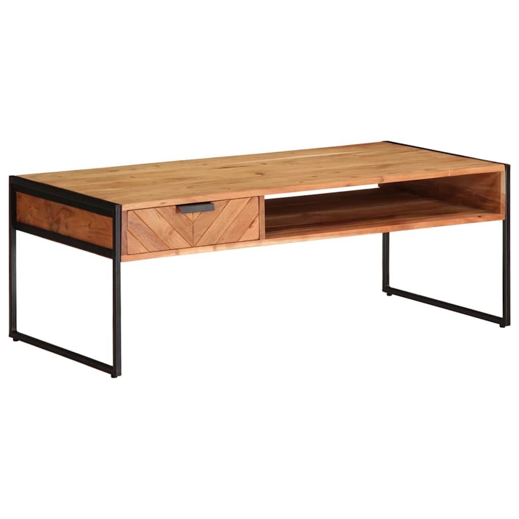 Table Basse en Acacia et Métal Style Industriel-La-Fabrique-Industrielle