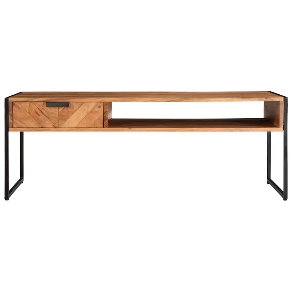 Table Basse en Acacia et Métal Style Industriel-La-Fabrique-Industrielle