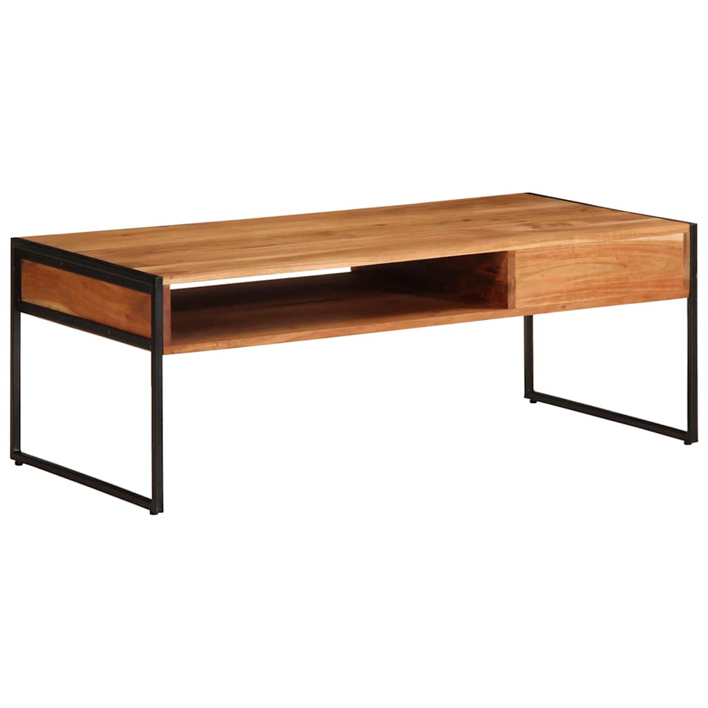 Table Basse en Acacia et Métal Style Industriel-La-Fabrique-Industrielle