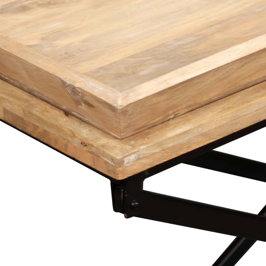 Table Basse en Acier et Bois de Manguier Massif-La-Fabrique-Industrielle