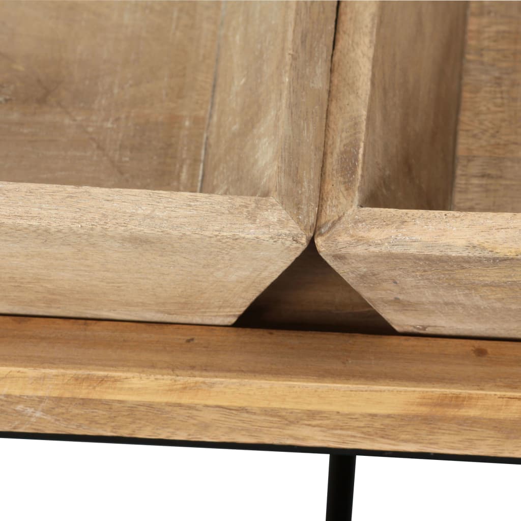 Table Basse en Acier et Bois de Manguier Massif-La-Fabrique-Industrielle