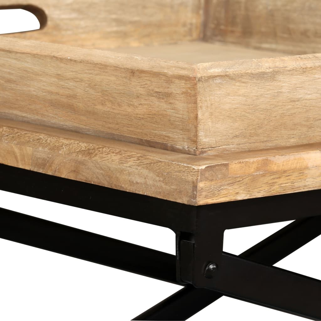 Table Basse en Acier et Bois de Manguier Massif-La-Fabrique-Industrielle