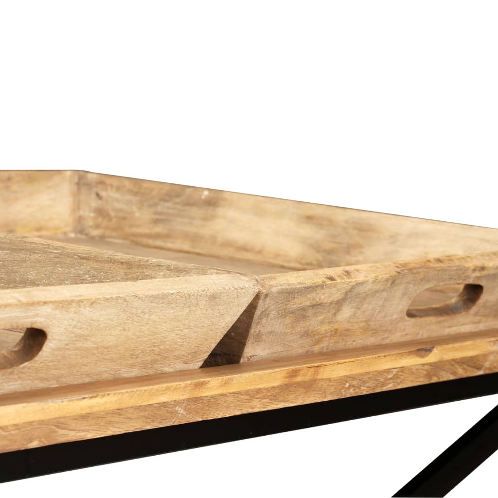 Table Basse en Acier et Bois de Manguier Massif-La-Fabrique-Industrielle