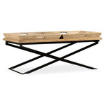 Table Basse en Acier et Bois de Manguier Massif-La-Fabrique-Industrielle