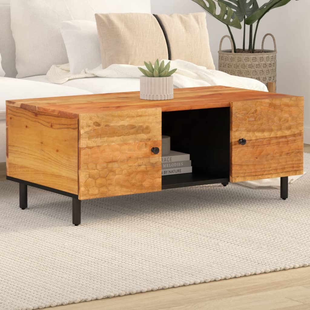 Table Basse en Bois Massif et Métal au Style Industriel-Naturel-Bois d'acacia massif-1-La-Fabrique-Industrielle