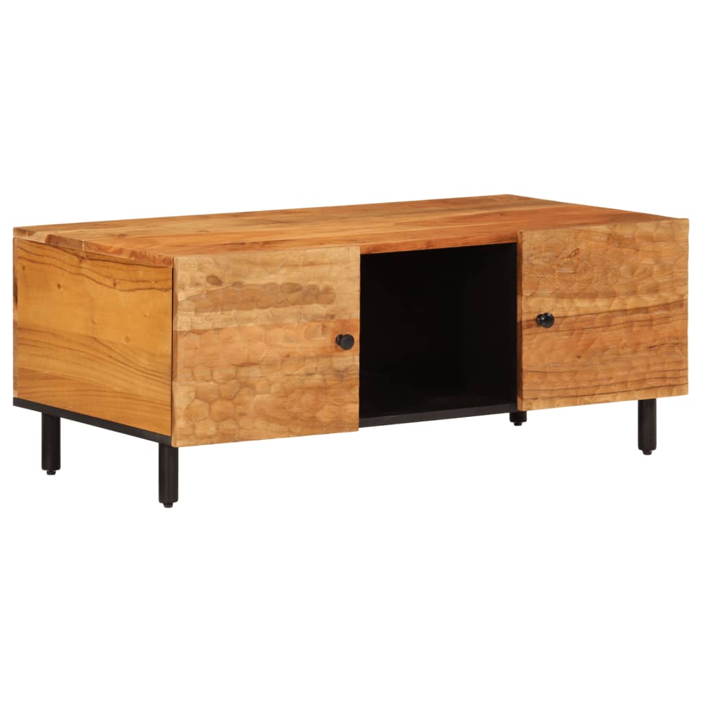 Table Basse en Bois Massif et Métal au Style Industriel-La-Fabrique-Industrielle