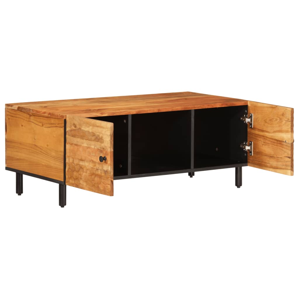 Table Basse en Bois Massif et Métal au Style Industriel-La-Fabrique-Industrielle