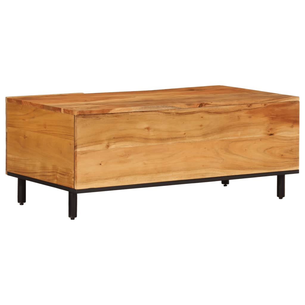 Table Basse en Bois Massif et Métal au Style Industriel-La-Fabrique-Industrielle