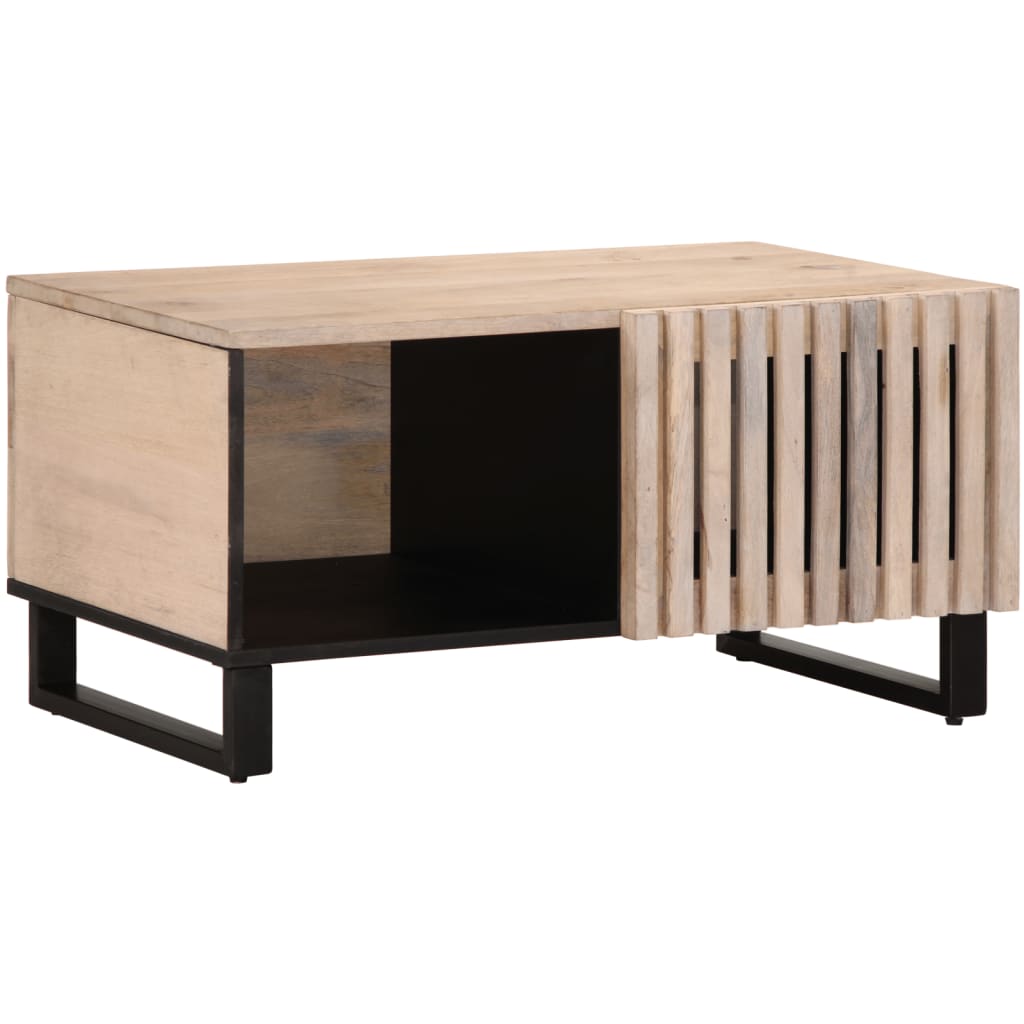 Table Basse en Bois d'Acacia avec Rangement-Blanc-bois de manguier massif-1-La-Fabrique-Industrielle
