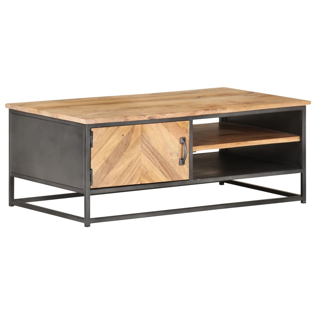 Table Basse en Bois d'Acacia et Acier-La-Fabrique-Industrielle