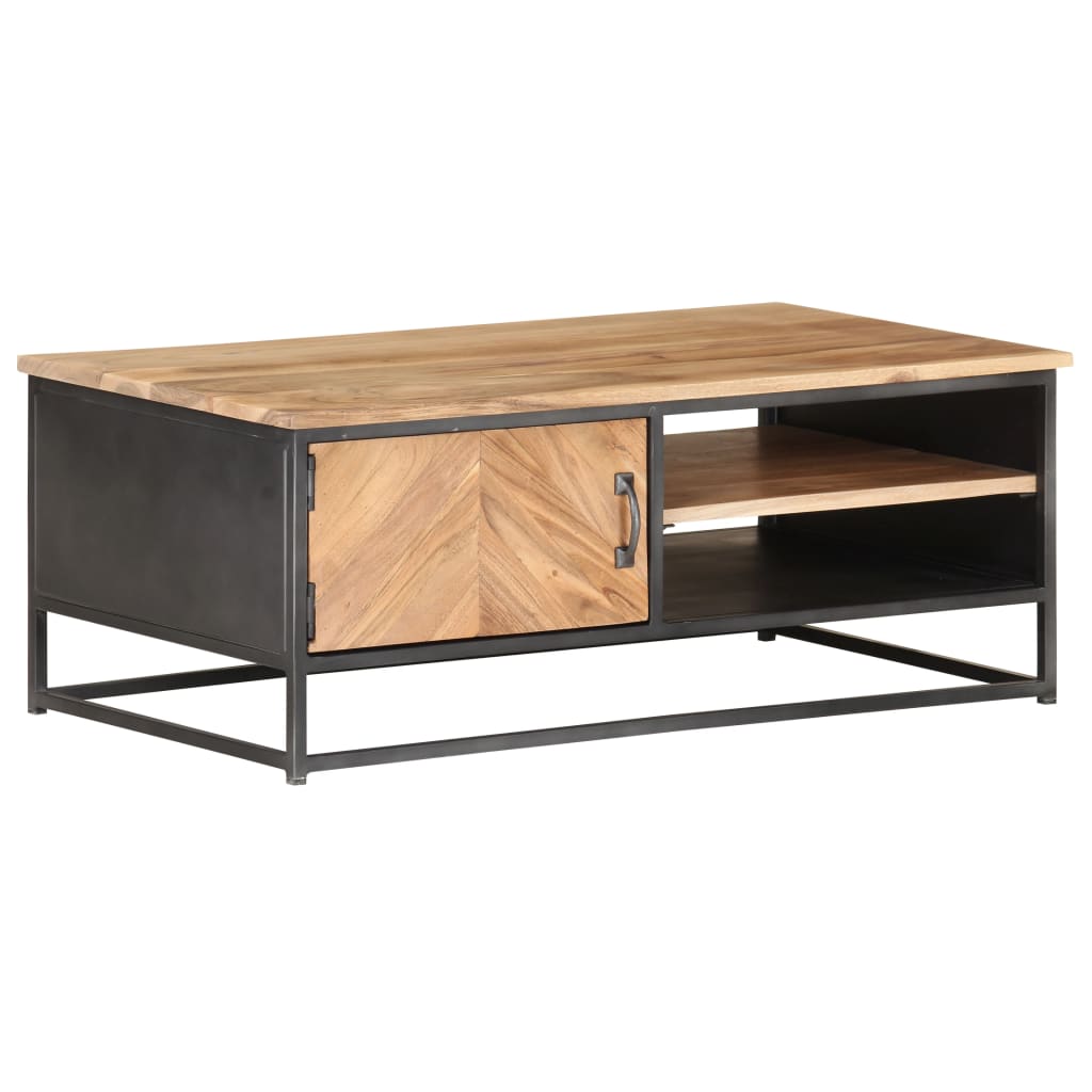 Table Basse en Bois d'Acacia et Acier-La-Fabrique-Industrielle