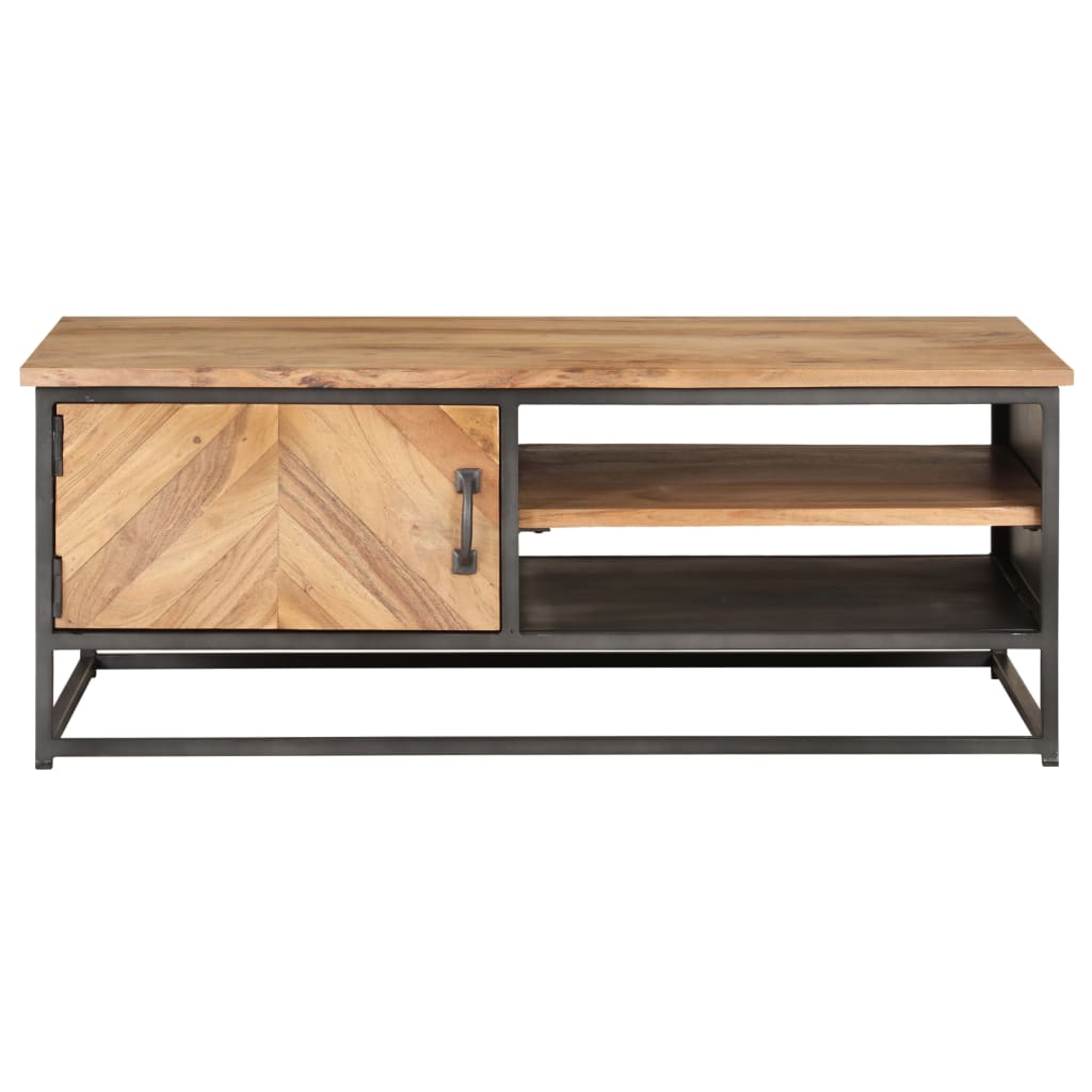 Table Basse en Bois d'Acacia et Acier-La-Fabrique-Industrielle