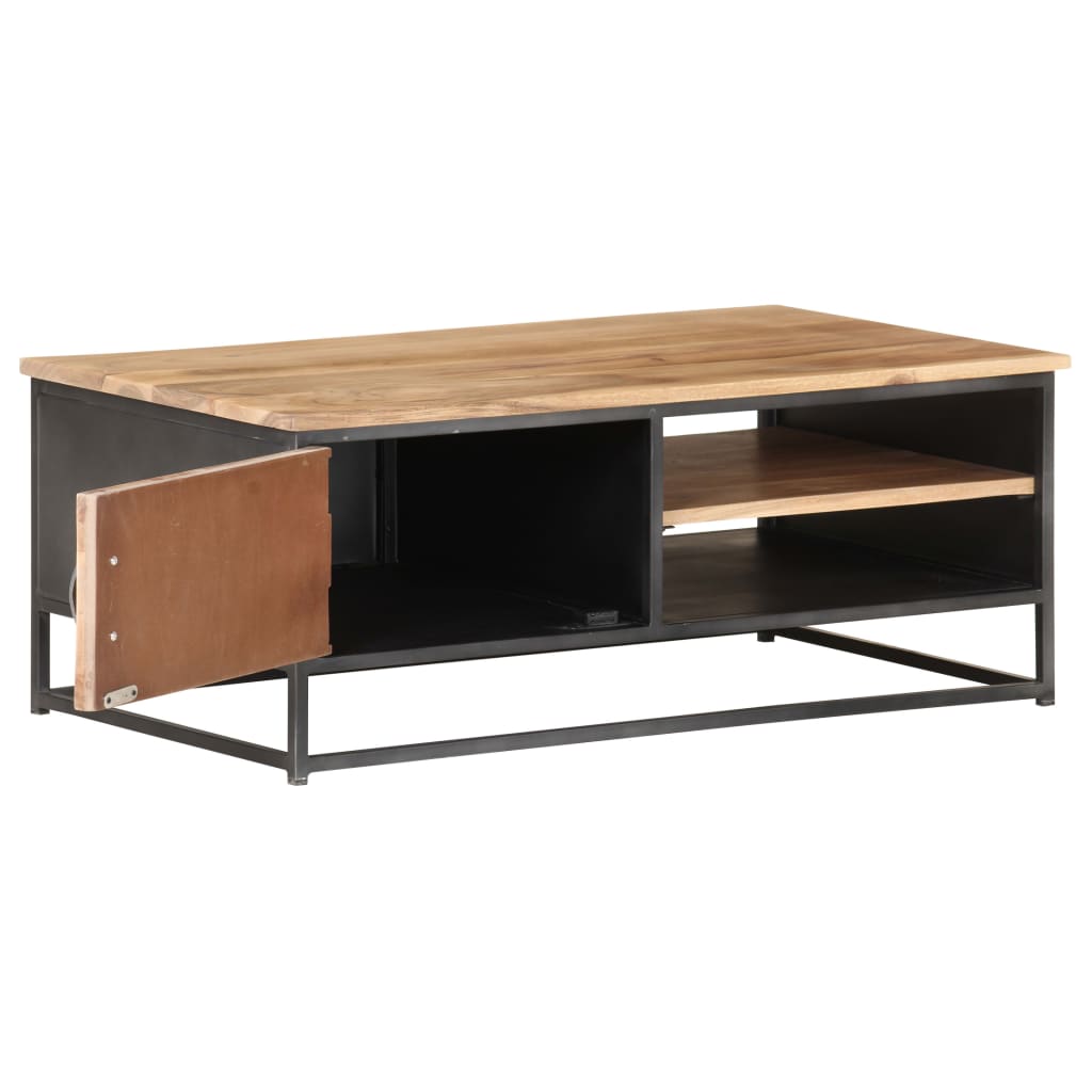 Table Basse en Bois d'Acacia et Acier-La-Fabrique-Industrielle