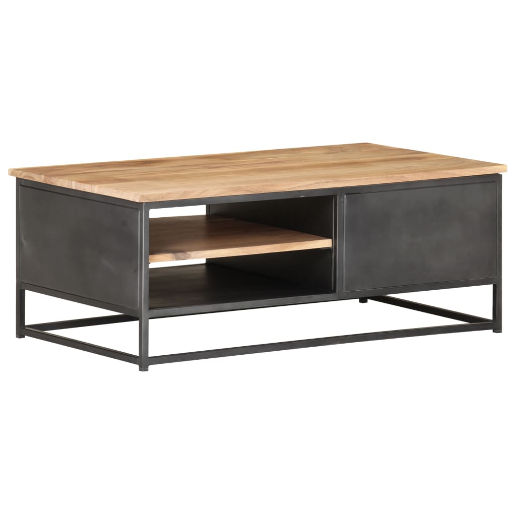 Table Basse en Bois d'Acacia et Acier-La-Fabrique-Industrielle