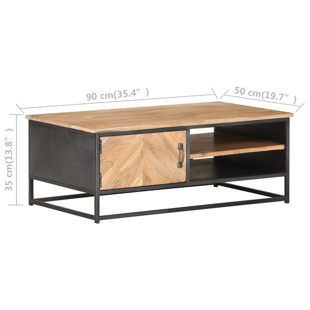 Table Basse en Bois d'Acacia et Acier-La-Fabrique-Industrielle
