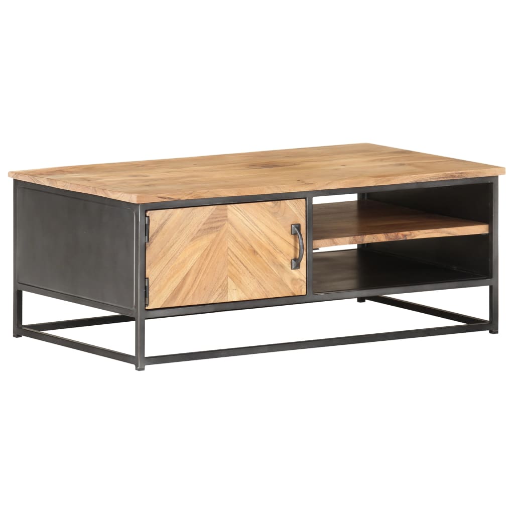 Table Basse en Bois d'Acacia et Acier-La-Fabrique-Industrielle