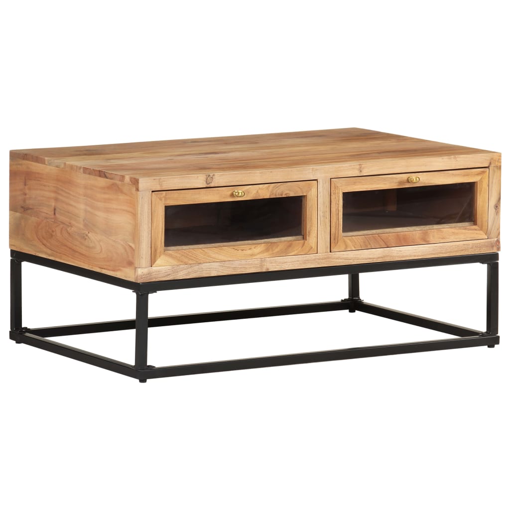 Table Basse en Bois d'Acacia et Fer-La-Fabrique-Industrielle